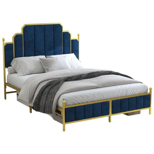 16pcs Queen Size Upholstered Bed Frame, Metal Bed Frame with Linen Fabric Headboard, Under Bed Storage, No Box Spring Required (Pallet) 16pcs Queen Size Upholstered Bed Frame, Metal Bed Frame with Linen Fabric Headboard, Under Bed Storage, No Box Spring Required (Pallet)